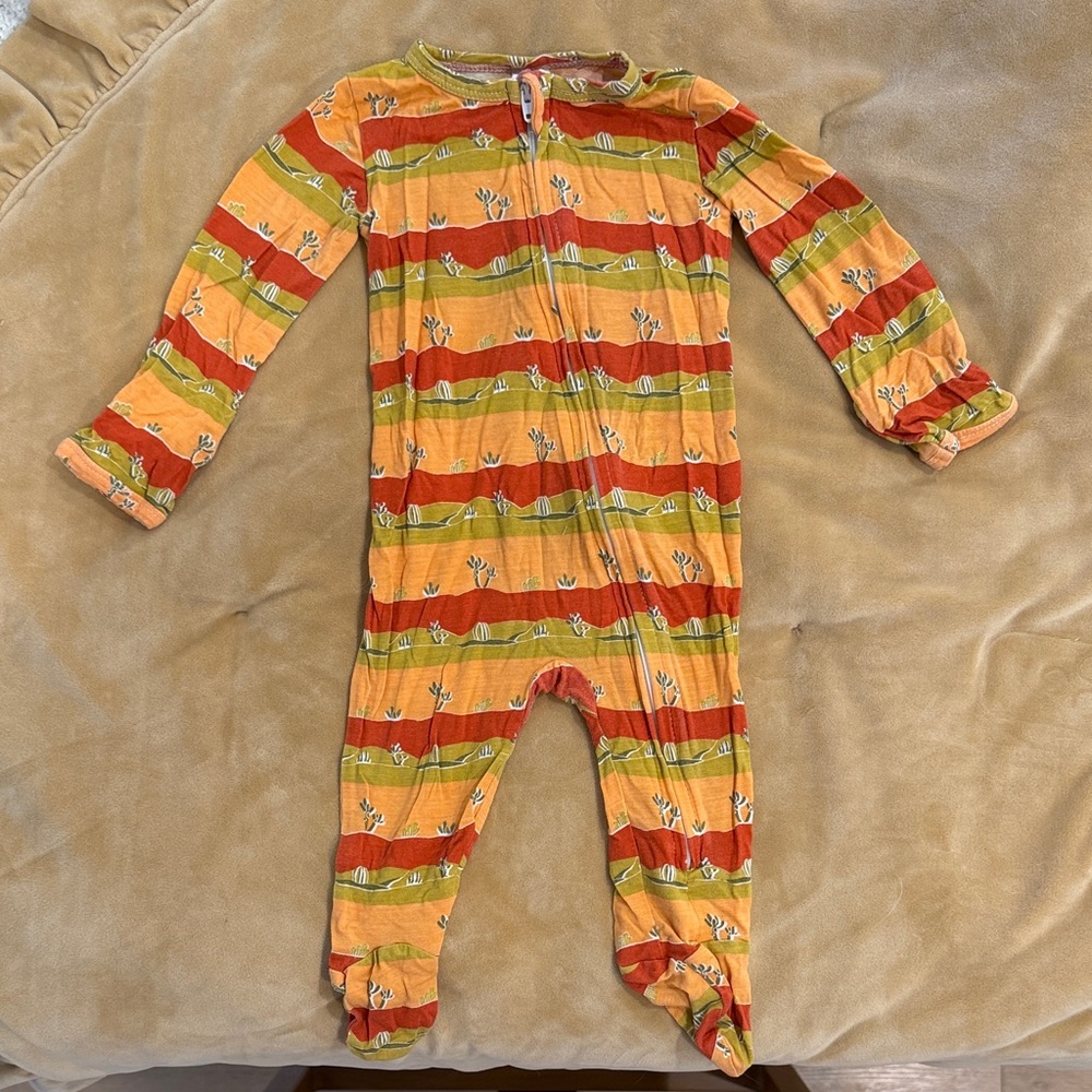 kate quinn Orange, Green & Red Striped Footed One-Piece